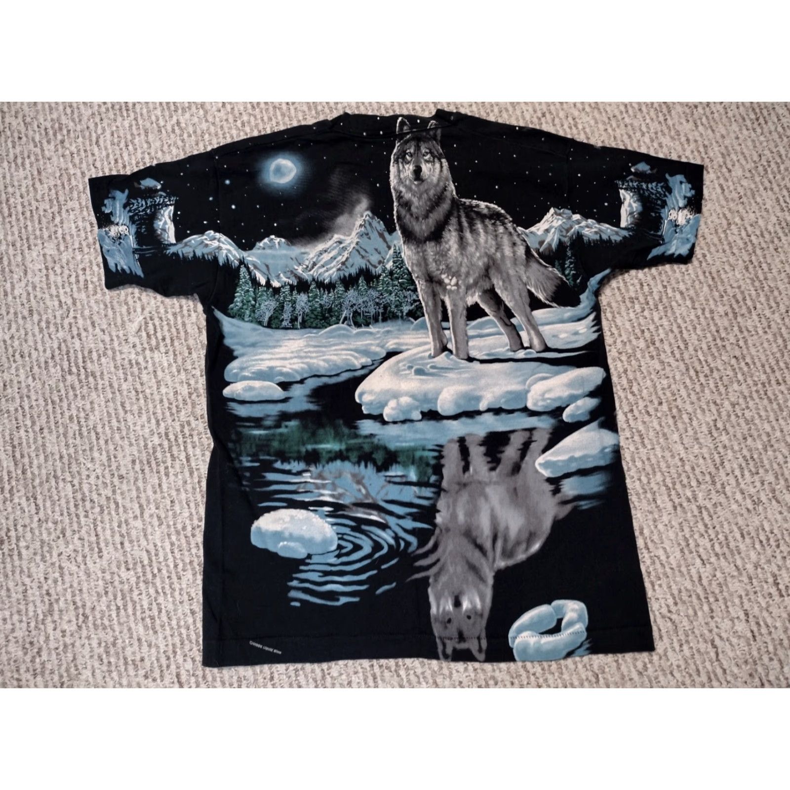 Liquid Blue VINTAGE 90s Liquid Blue Wolf All Over Print T-Shirt Men's L Black Size US L / EU 52-54 / 3 - 3 Thumbnail