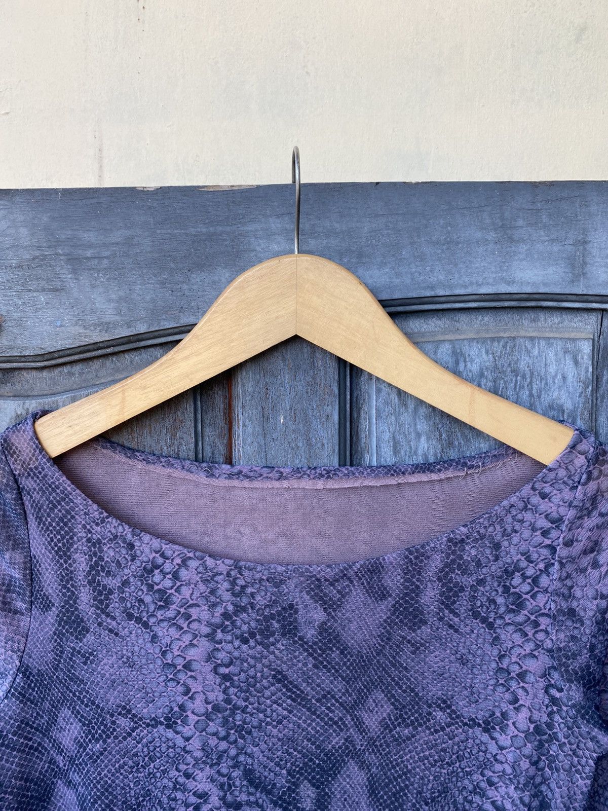 Vintage Vintage Purple Snake Print Mesh Long Sleeve Top Japanese Size XS / US 0-2 / IT 36-38 - 3 Thumbnail
