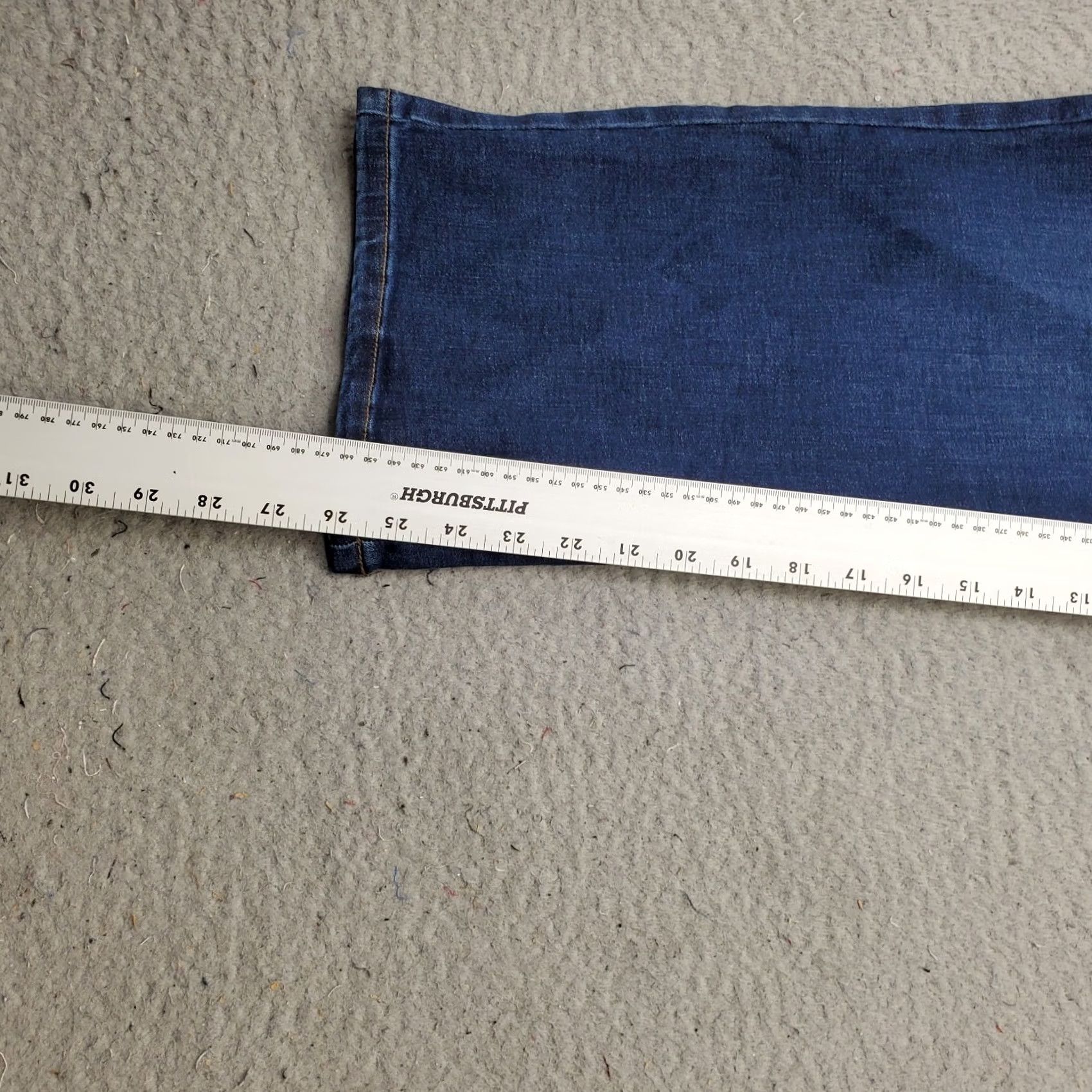 Denime D&Co. Jeans Womens Petite 16P Blue Denim Dark Wash Whiskered Comfort Straight Leg Jeans Size 38" / US 16 / IT 52 - 4 Thumbnail