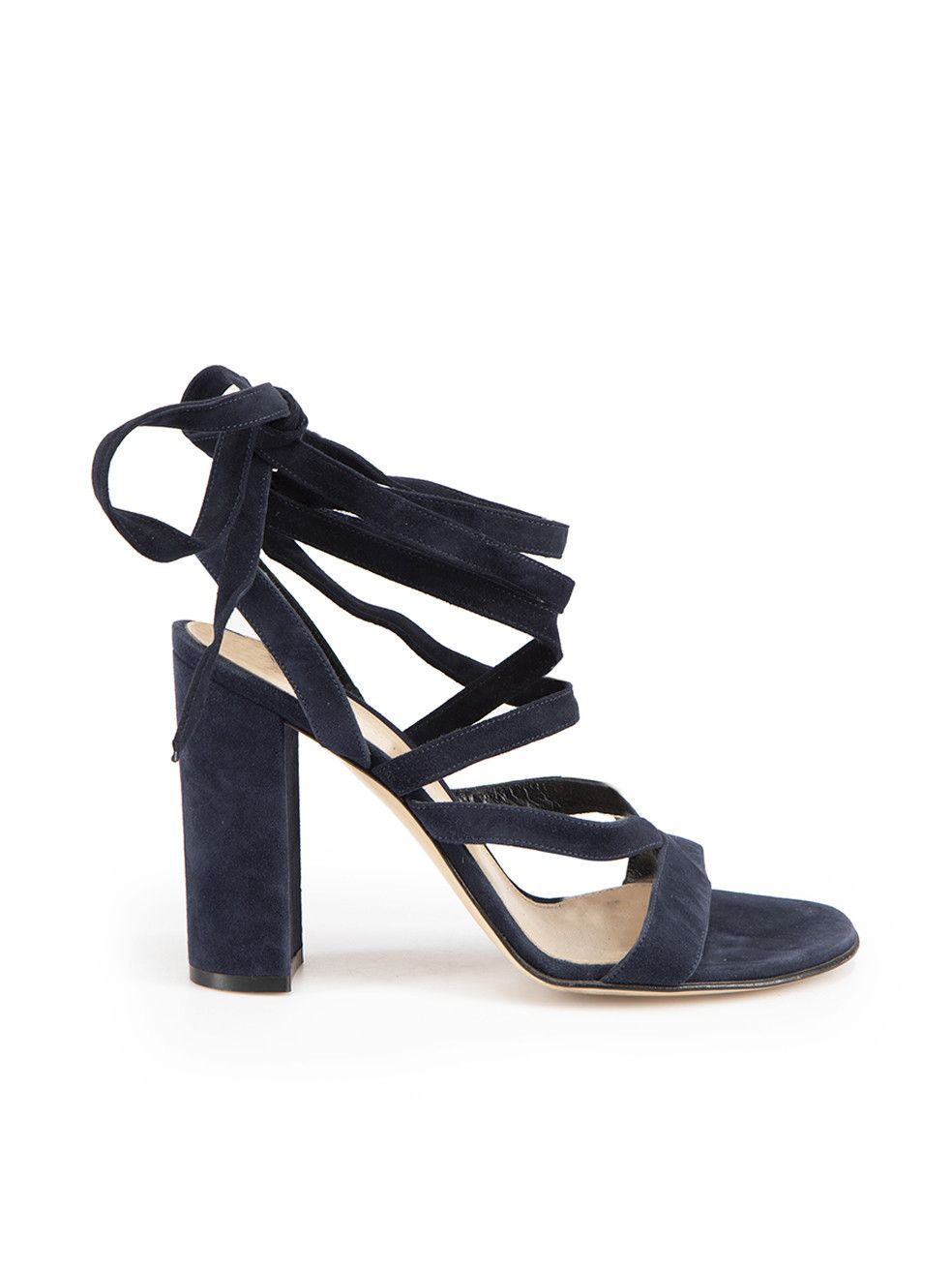 Navy Suede Strappy Tie Sandals