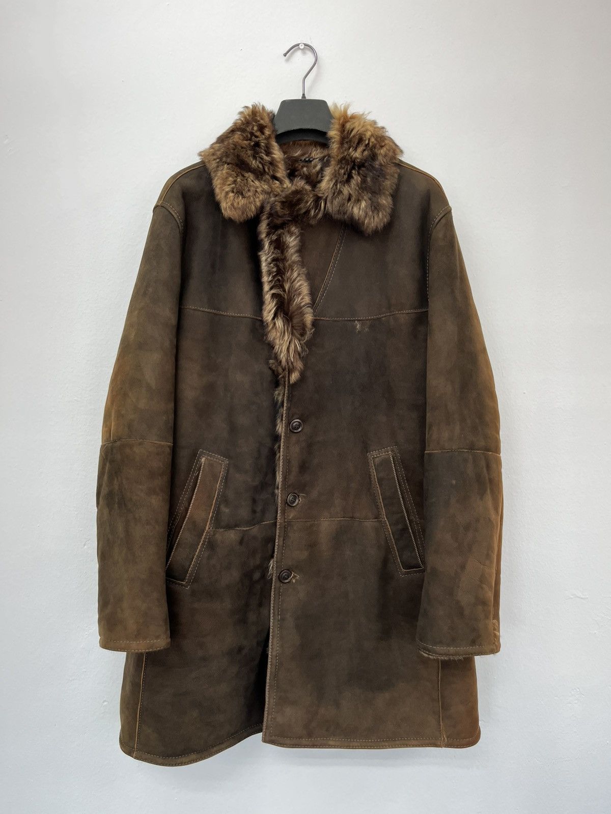 Japanese Brand Niblick Sheepskin Shearling Sun Faded Coat Size US M / EU 48-50 / 2 - 3 Thumbnail
