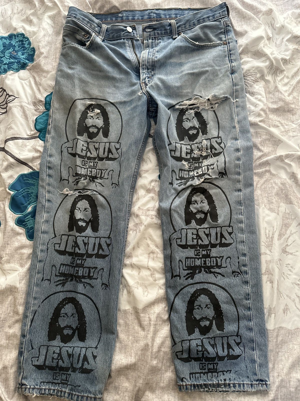 Vintage “Jesus Is My Homeboy” KYC Vintage Levi’s 550 Size US 35 - 1 Thumbnail