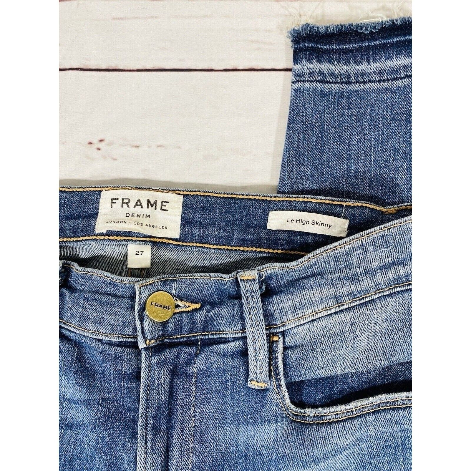Frame FRAME Le High Skinny Jeans Womens Size 27 Raw Frayed Angle R Size 27" / US 4 / IT 40 - 5 Thumbnail