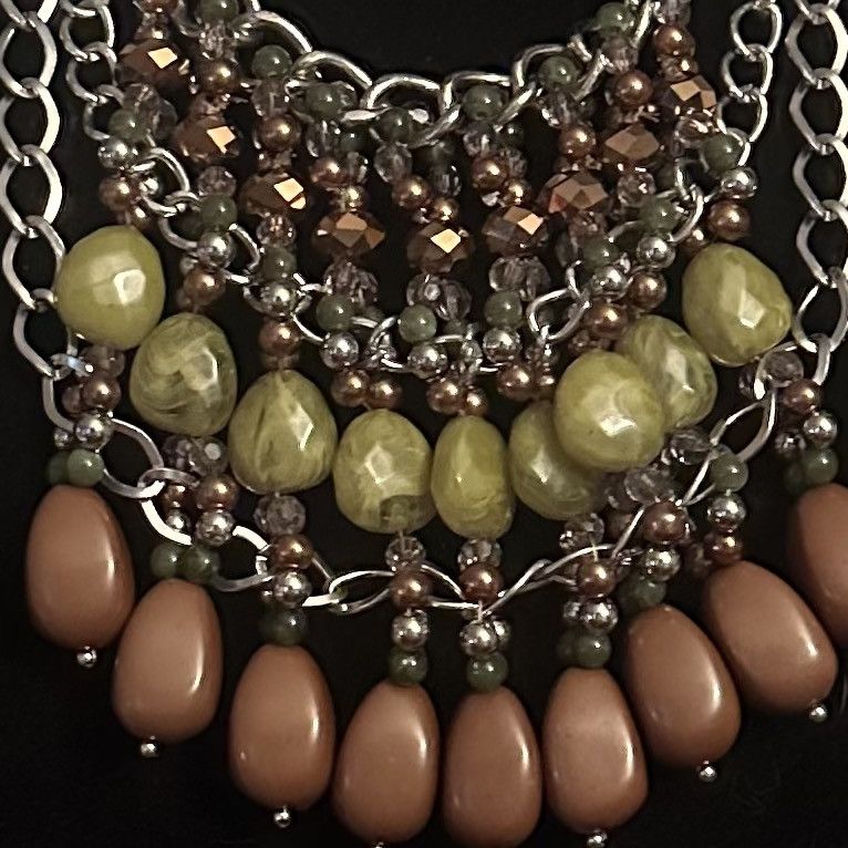 Other Chunky silver tone draped dangle bead statement bib necklace Size ONE SIZE - 2 Thumbnail