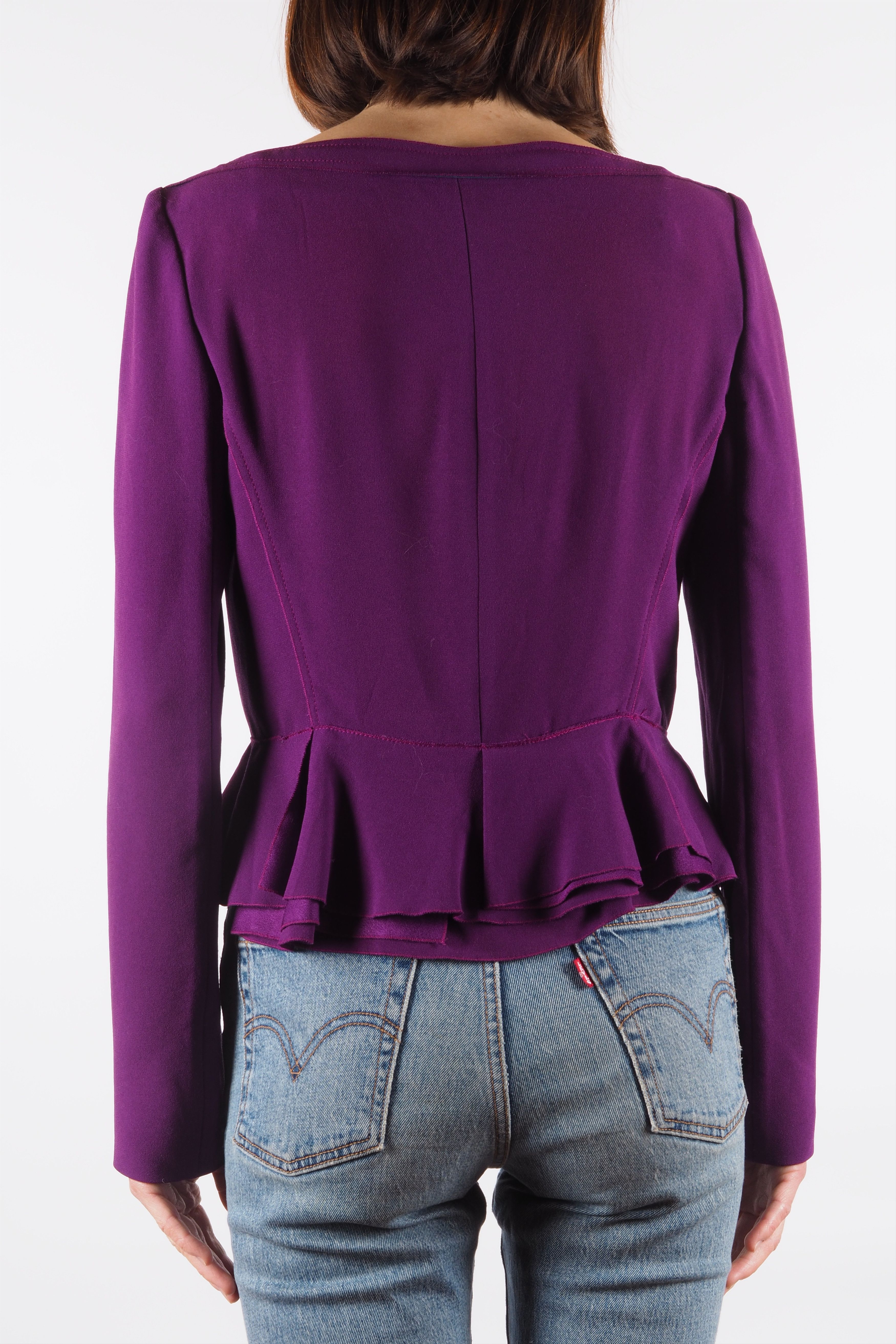 Prada Prada Vintage Purple Silk Peplum Tie Jacket Size M / US 6-8 / IT 42-44 - 3 Thumbnail