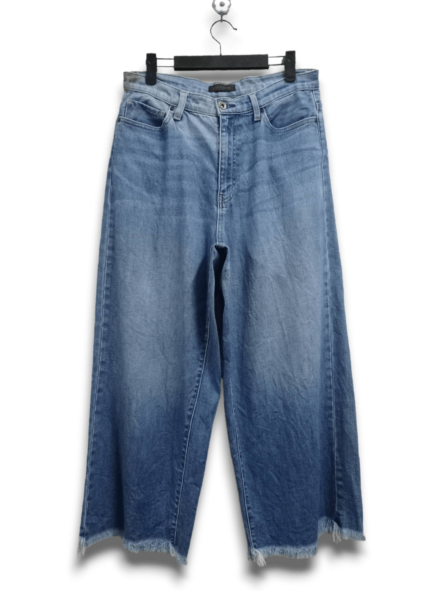 Uniqlo Vintage Japanese Uniqlo Frayed Wide Leg Baggy Jeans 31x24 Size US 31 - 1 Thumbnail
