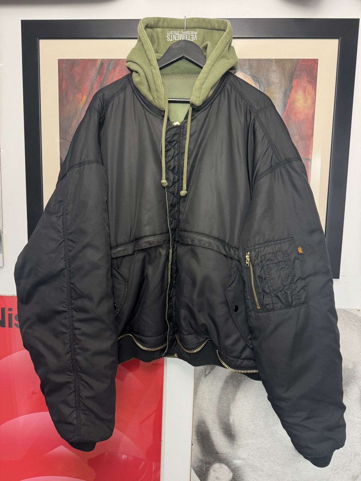 Vetements VETEMENTS AW15 OG OVERSIZED BOMBER JACKET IN BLACK SZ:XS