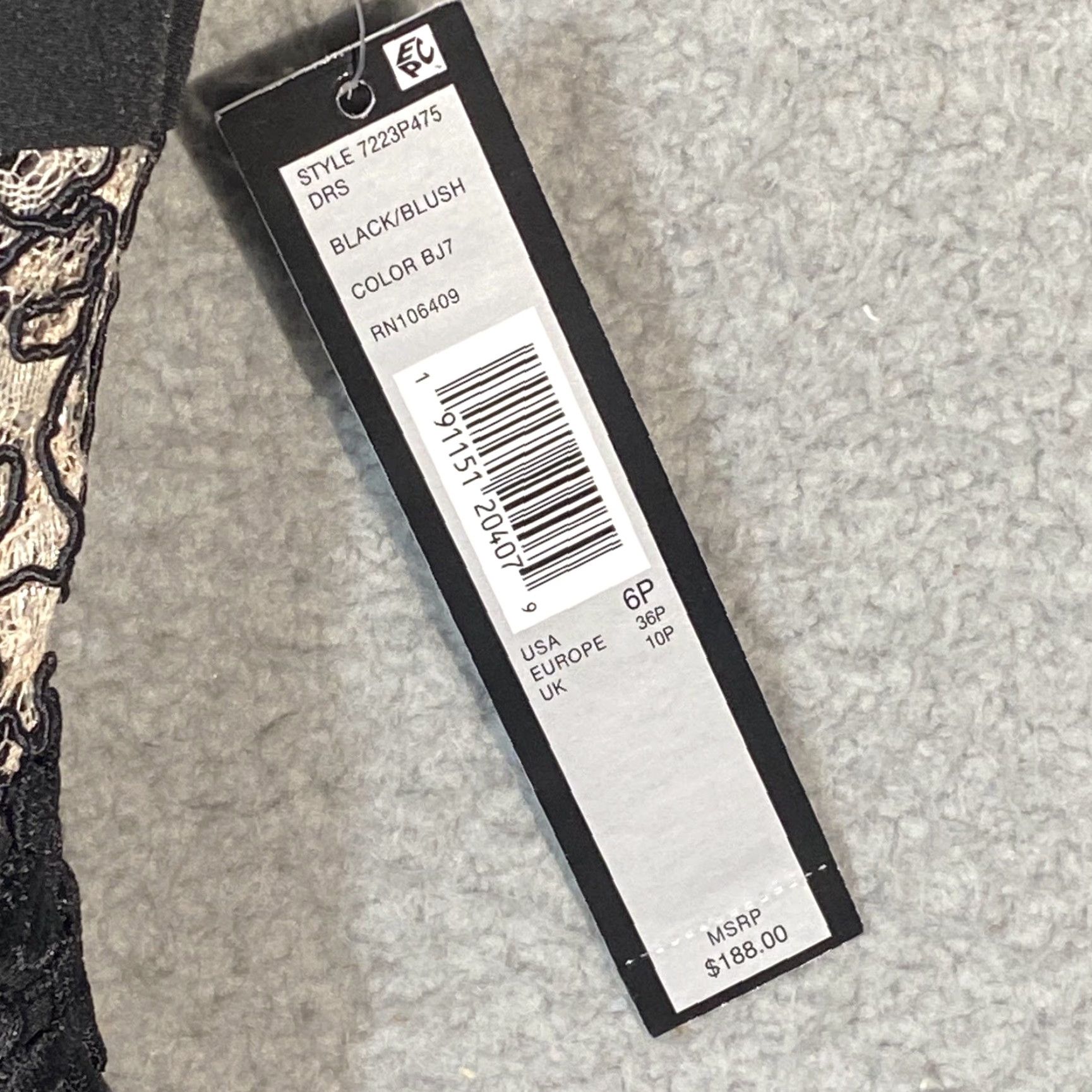 Vintage Tahari Floral Dress Embroidered Lace Stripe Black Blush Knee Length Size 6P Dress Fit & Flare Women Sleeveless Formal Party/Cocktail Wedding Size M / US 6-8 / IT 42-44 - 7 Thumbnail