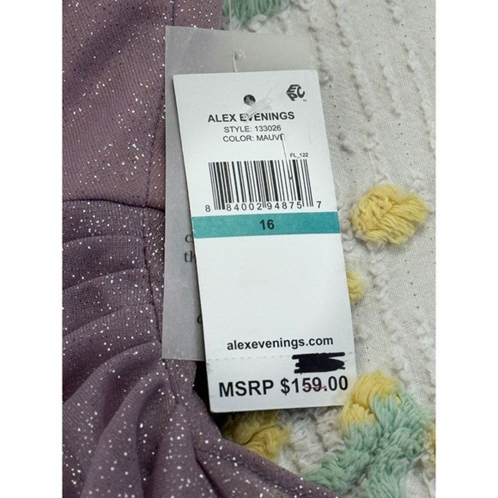 Alex Evenings Alex Evenings Mauve Sparkle Ruched Off Shoulder Gown 16 Size XXL / US 16-18 / IT 52-54 - 7 Thumbnail