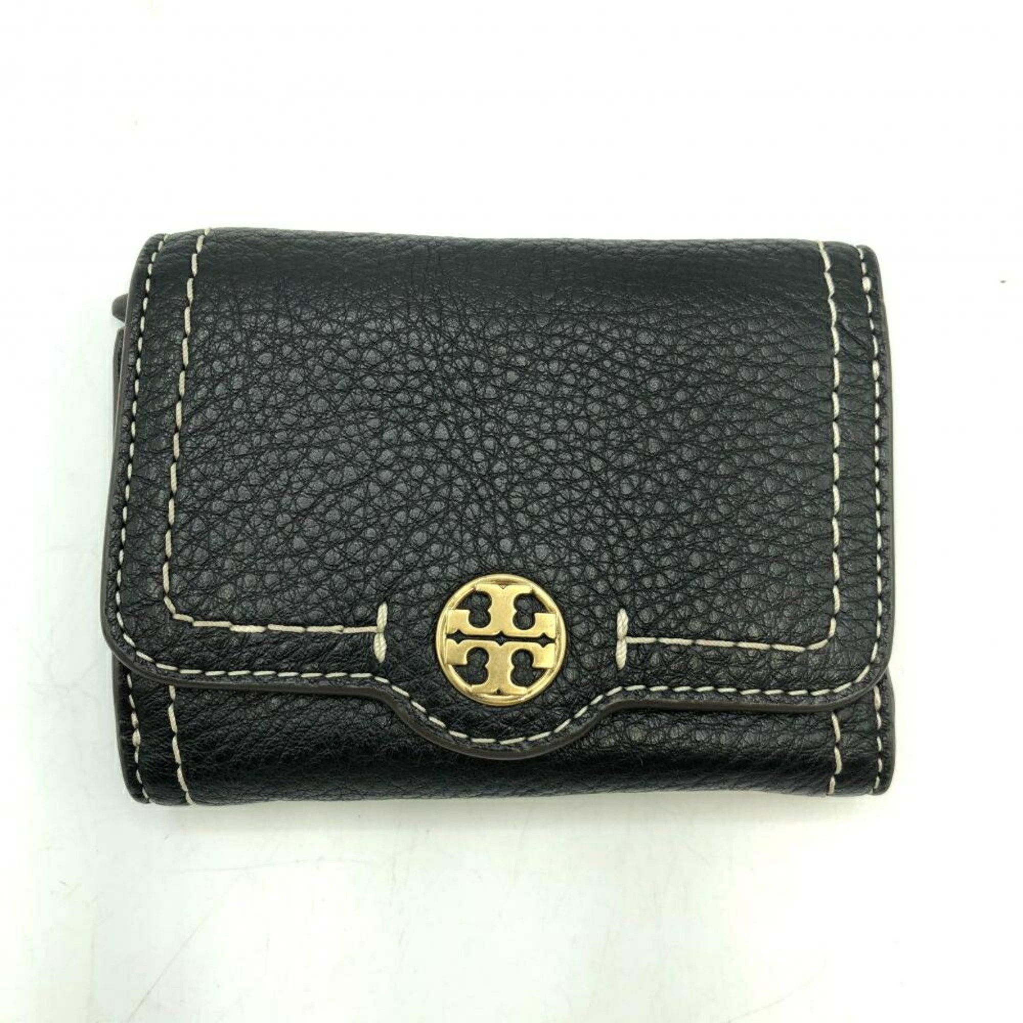 Tory Burch Tory Burch Robinson Black Leather Card Case Key Ring