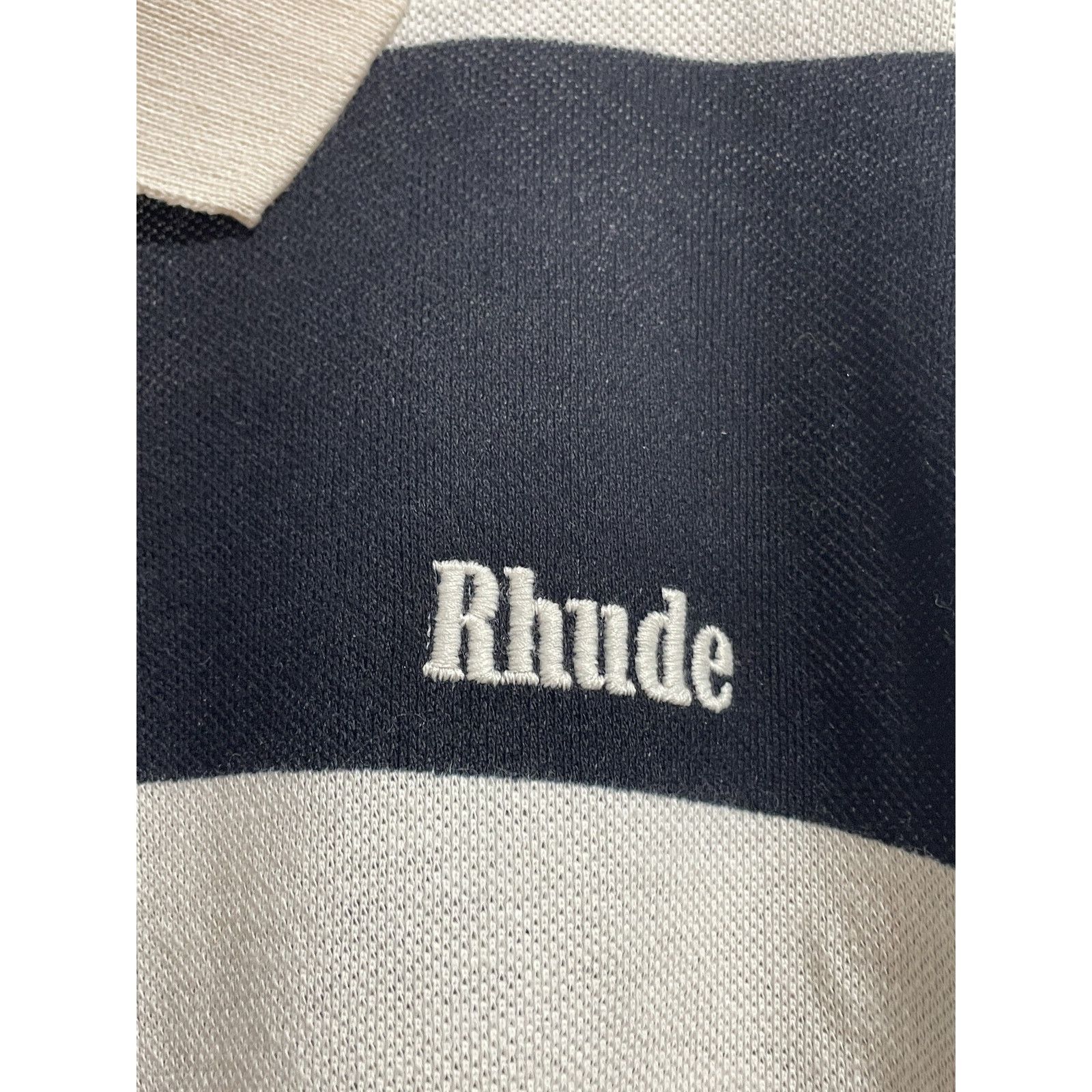 Rhude RHUDE BLACK & WHITE PIQUE POLO SIZE XXL PREOWNED Size US XXL / EU 58 / 5 - 2 Thumbnail