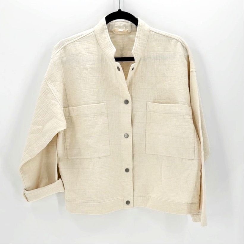 Eileen Fisher Eileen Fisher Ivory Cotton mandarin collar oversized Jacket Size S / US 4 / IT 40 - 1 Thumbnail