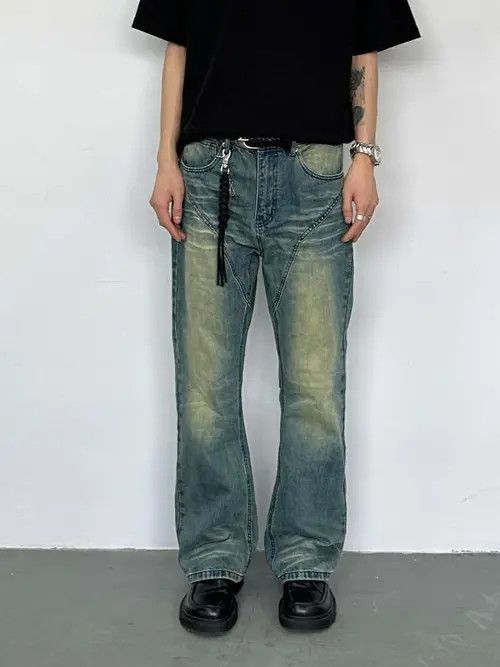 VIBE distressed patchwork y2k bootcut jeans Size US 32 / EU 48 - 7 Thumbnail