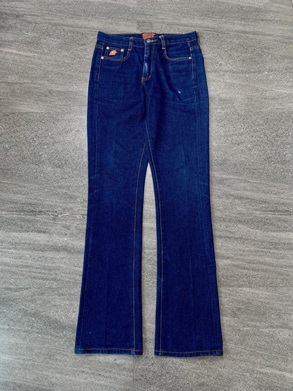 W&LT FREE TAX! 2000s Elastic Flared Denim Jeans Size US 30 / EU 46 - 2 Thumbnail