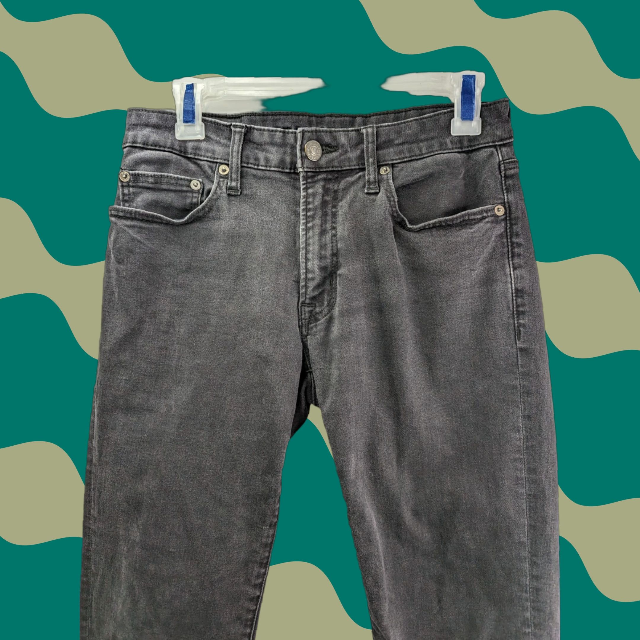 American Eagle Outfitters American Eagle Jeans Slim Straight Men 29 x 30 Black Stretch Dark Wash Denim Cotton Blend Logo Accessories Size US 29 - 1 Thumbnail