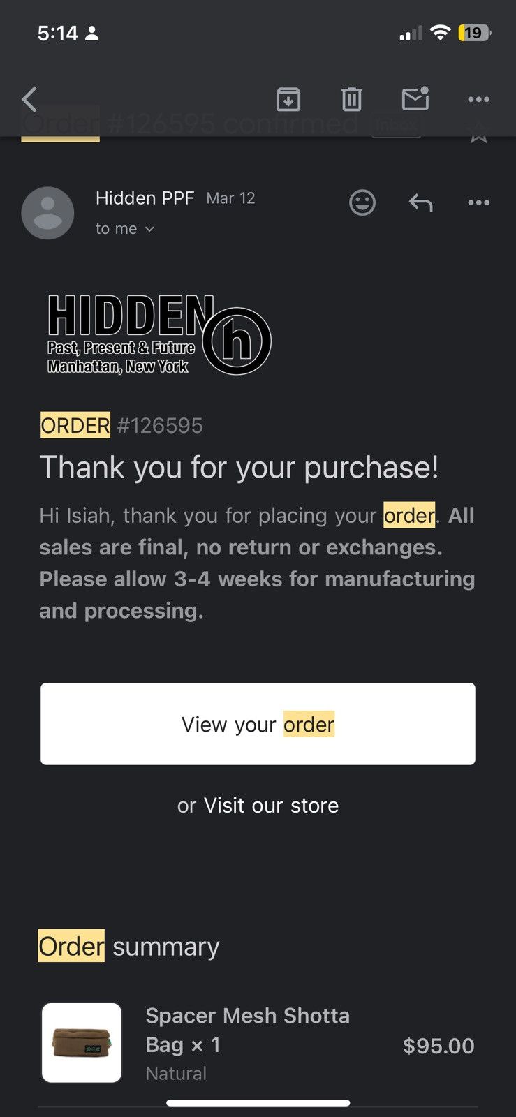 HIDDEN Hidden PPF Spacer mesh shotta Bag Size ONE SIZE - 7 Thumbnail