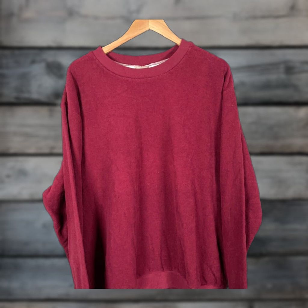 Vintage VTG Scandia Woods Sweatshirt Crewneck Adult 2XL Dark Red Terry Cloth Solid Retro 90s Mens Size US XXL / EU 58 / 5 - 1 Thumbnail