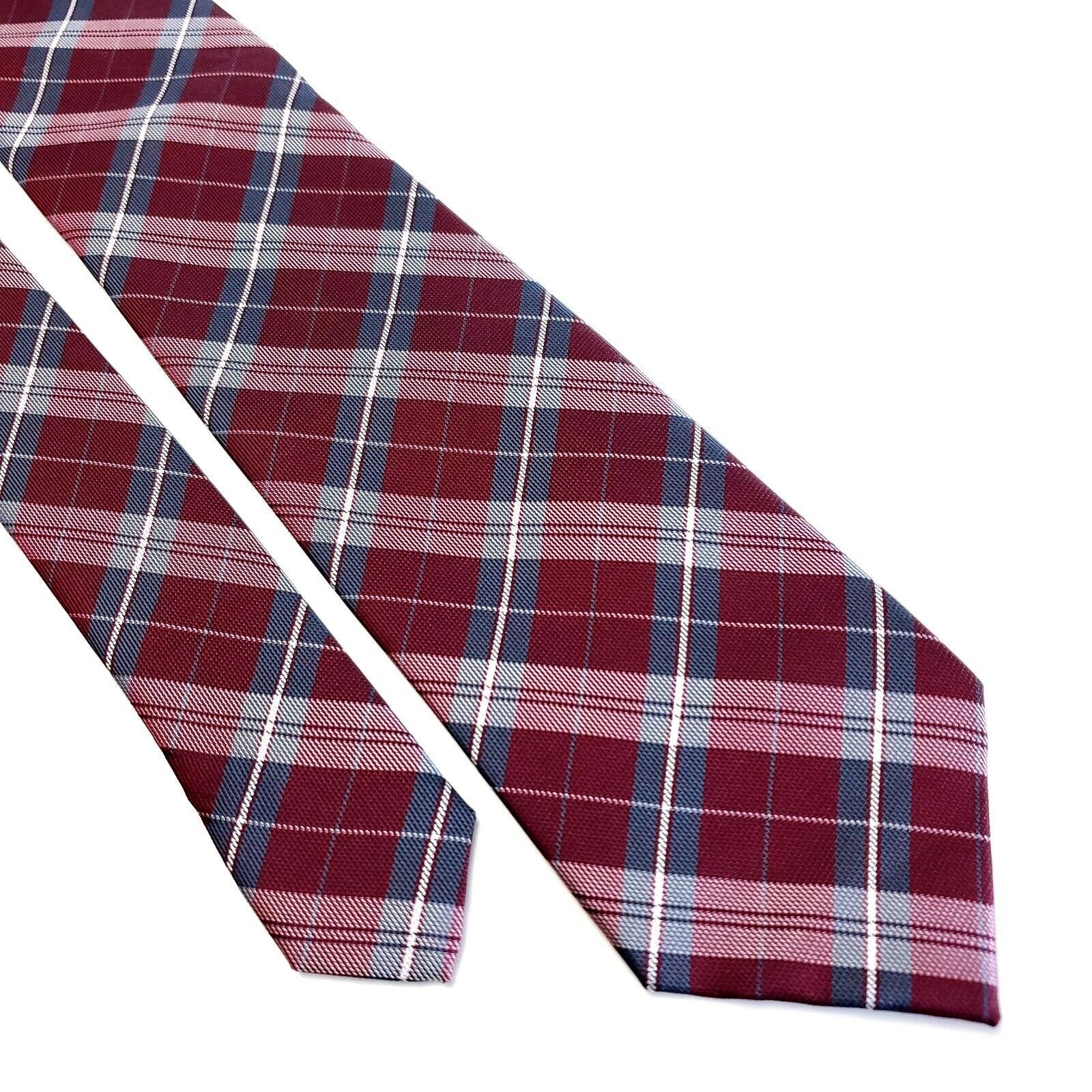 Firenze Creazioni Tucci Firenze Red Woven Plaid Skinny Silk Tie Size ONE SIZE - 1 Thumbnail