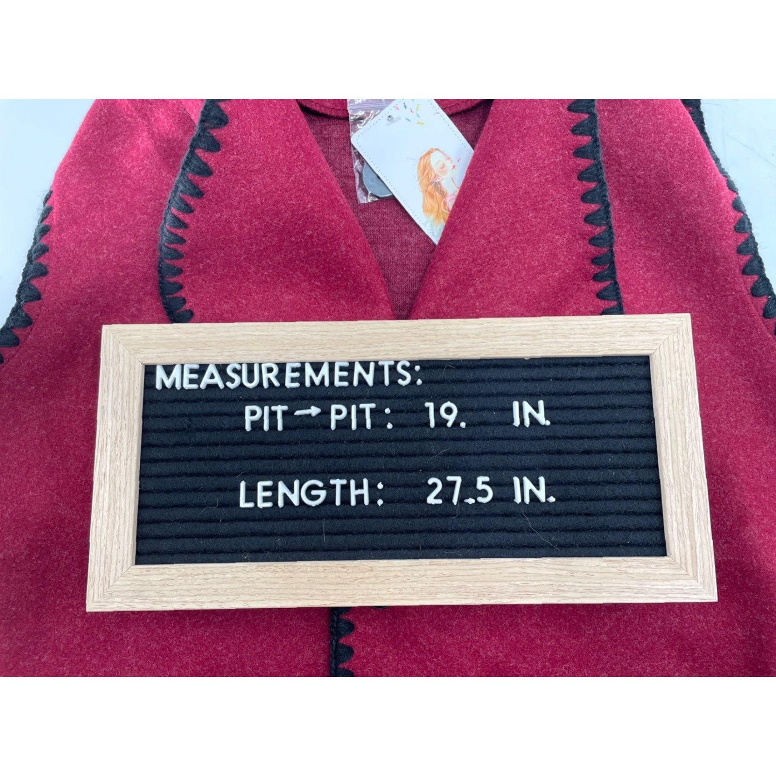Vintage PrettyGarden NWT Women’s Tweed Vest Jacket Sleeveless Burgundy Size S - Belted Pocket Vest, Casual, Fall, Spring, Winter - Regular Women Size S / US 4 / IT 40 - 2 Thumbnail