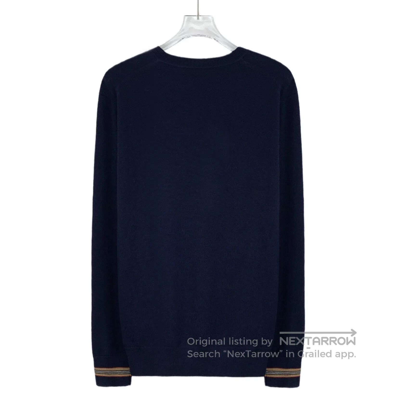 Burberry Burberry Navy blue striped mixed cashmere wool round neck Size US M / EU 48-50 / 2 - 2 Thumbnail
