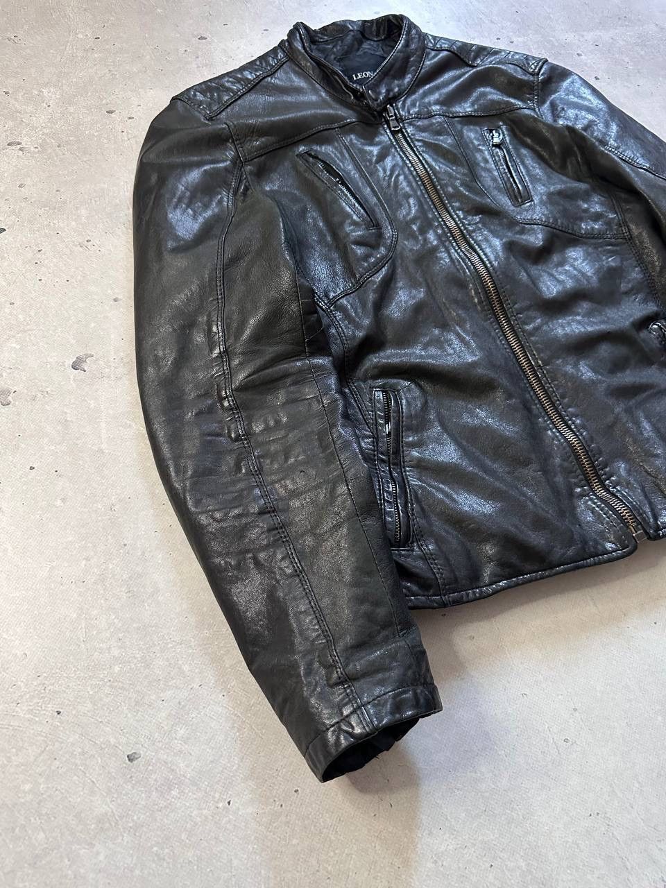 Leather Leonardo Black Leather Biker Jacket Y2K Avant Garde MOTO Size US L / EU 52-54 / 3 - 2 Thumbnail