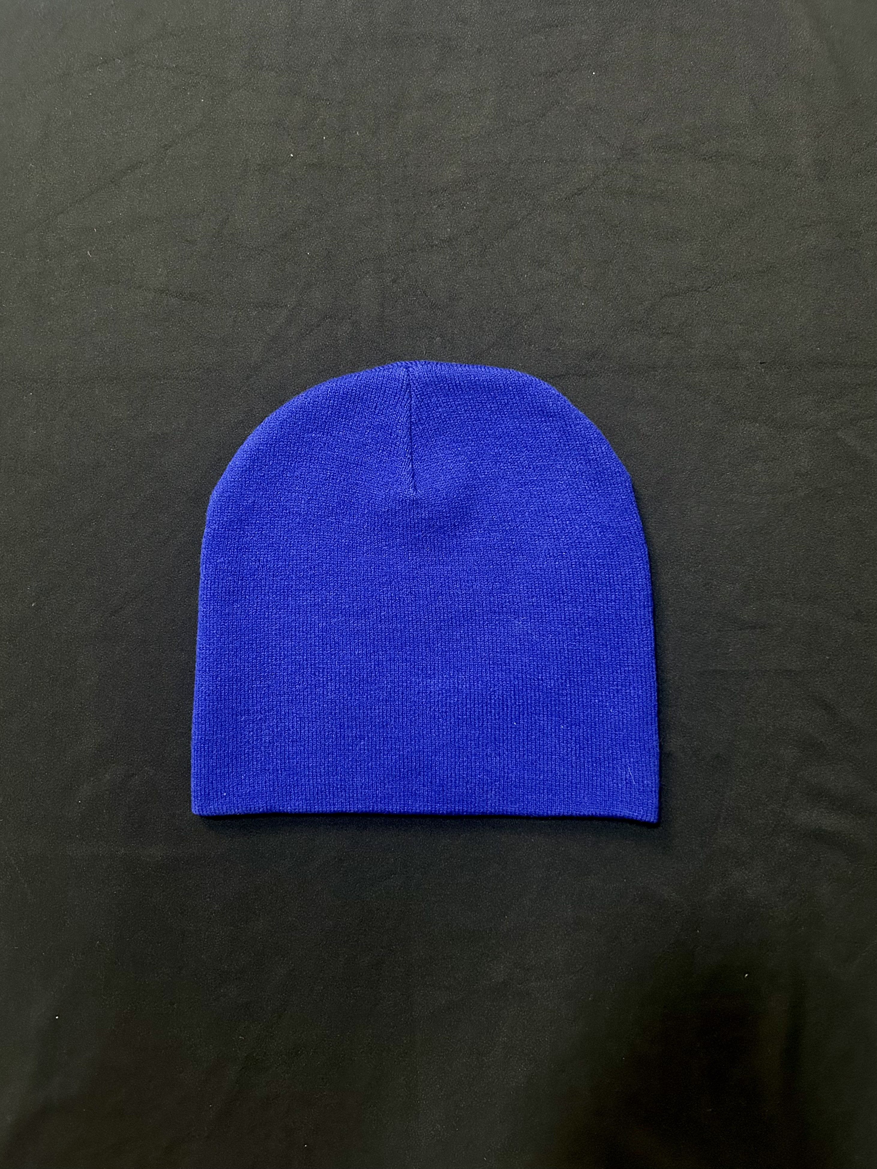Japanese Brand Rare 3 Star Graphic No Cuff Knit Cap Beanie Blue Hat OS Size ONE SIZE - 4 Thumbnail