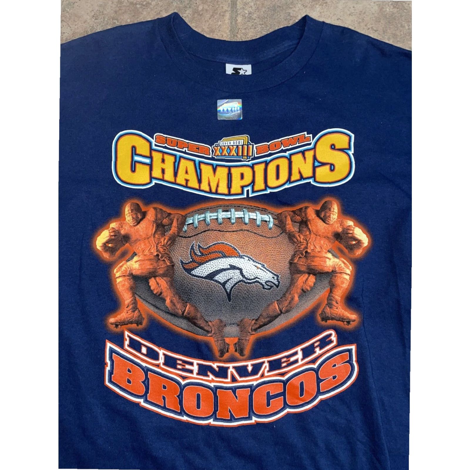 Starter VINTAGE Starter SUPER BOWL XXXIII DENVER BRONCOS Graphic Tee Mens Large Blue USA Size US L / EU 52-54 / 3 - 2 Thumbnail