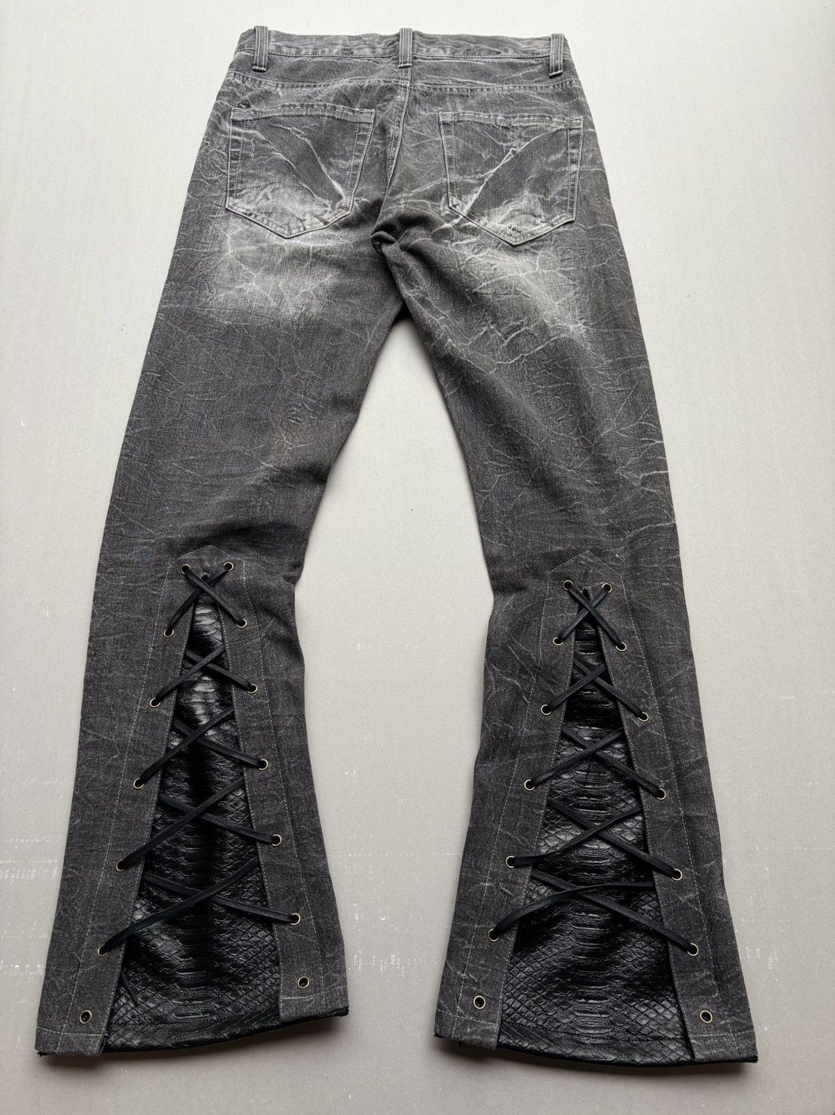 Japanese Brand LOWBOX lace up flare jeans Size US 29 - 2 Thumbnail