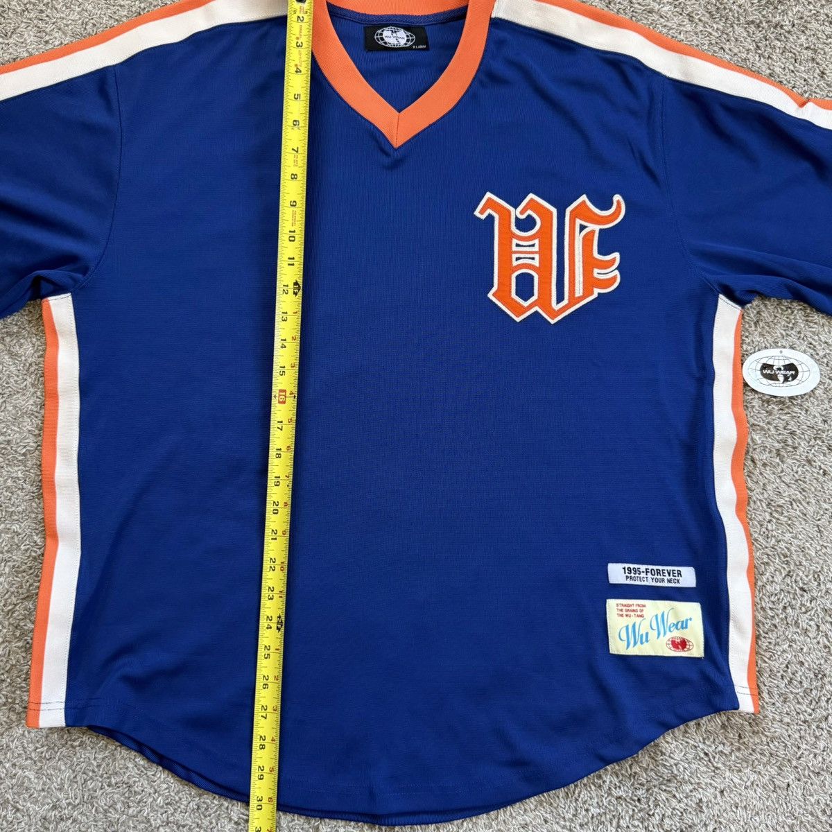 Wu-Tang Clan 🔴Wu-Wear Baseball Jersey Size XL Wu-Tang Blue Orange Rza Size US XL / EU 56 / 4 - 7 Thumbnail