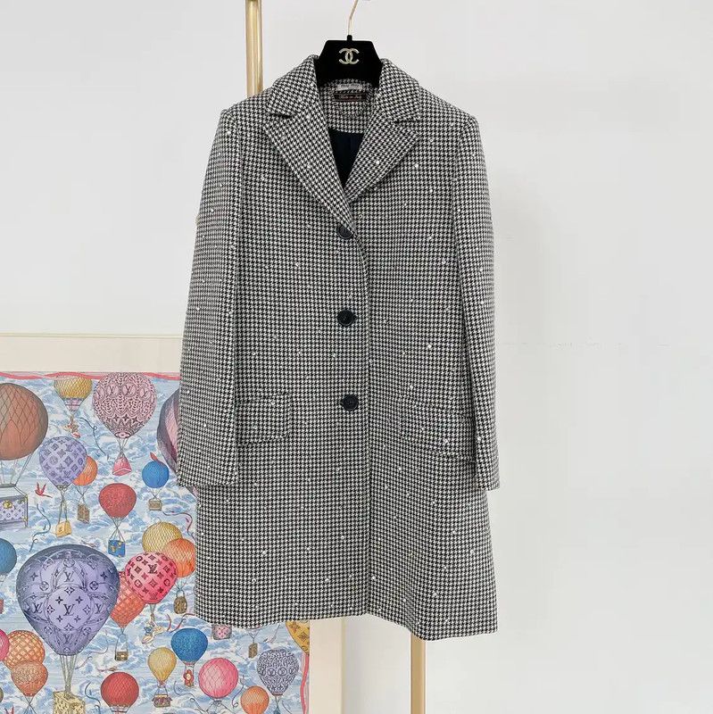 Miu Miu Gray Wool Mid-Length Coat for Women 0089