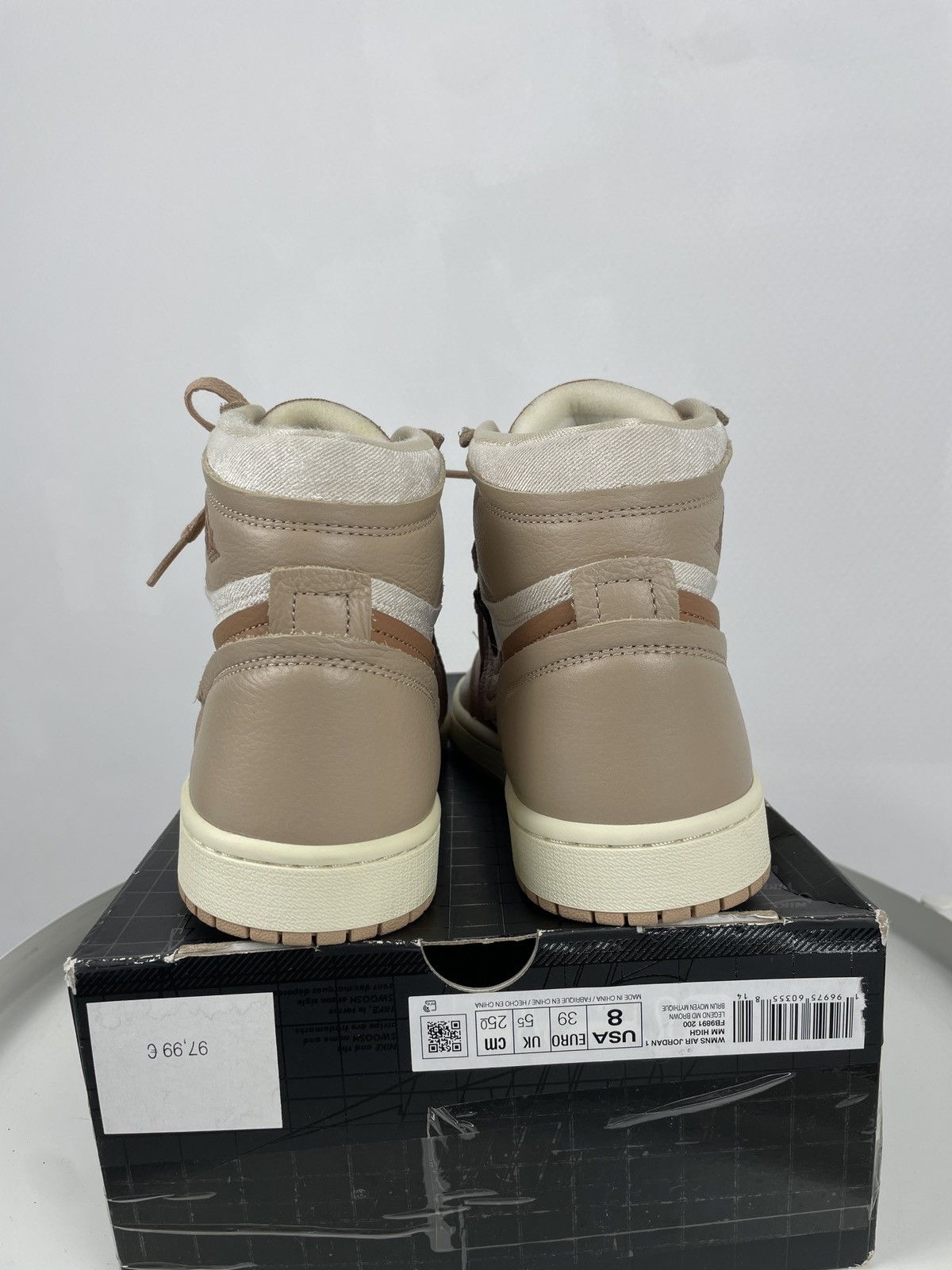 Nike NEW Air Jordan Leather 1 High Mm Legend Medium Brown Sneakers Shoes 39 Size US 5.5 / IT 35.5 - 8 Thumbnail