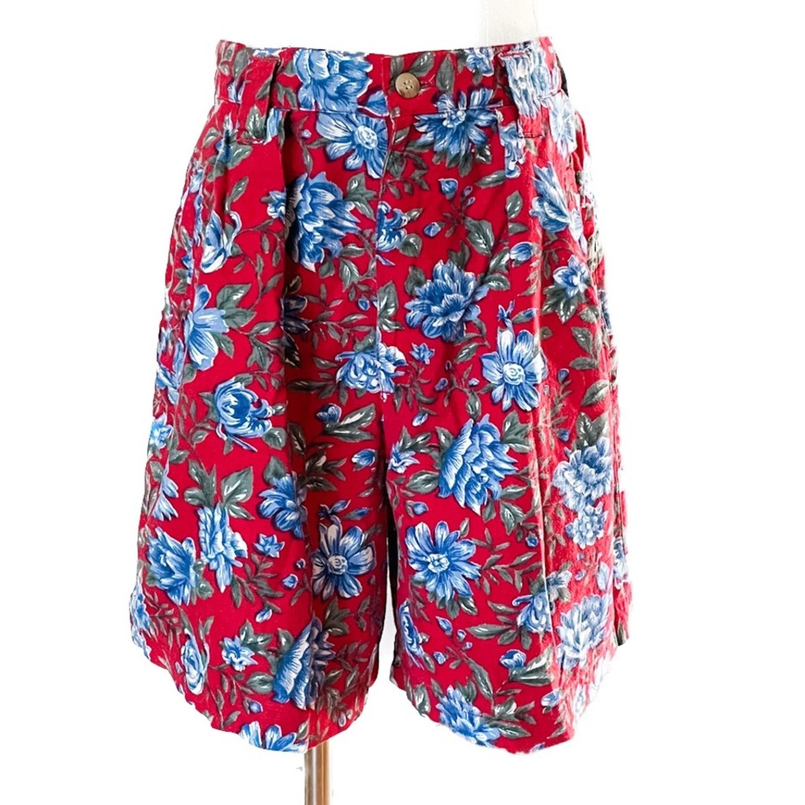 Vintage Vintage floral high waist linen/cotton pleated shorts small Size 27" / US 4 / IT 40 - 6 Thumbnail