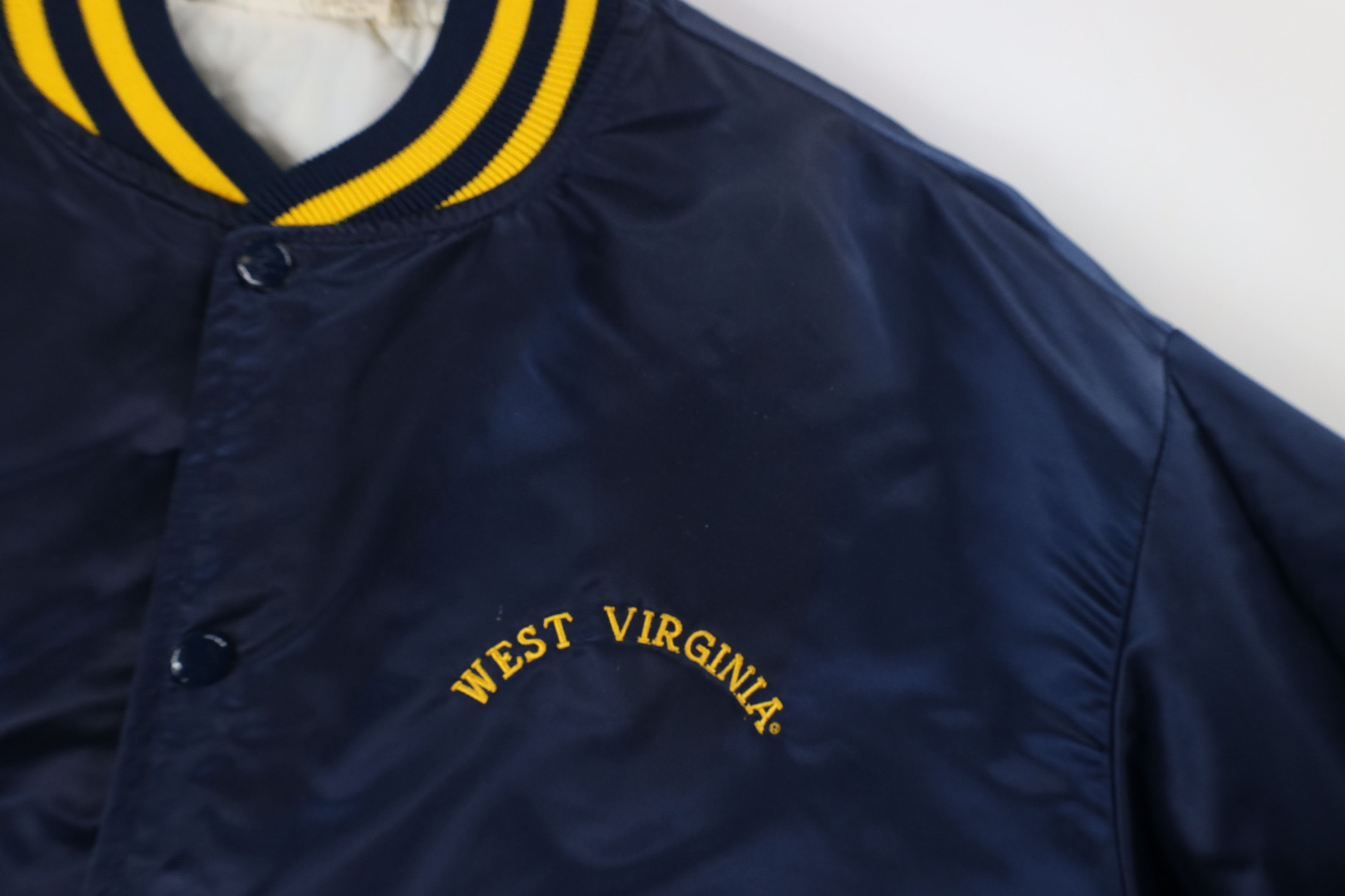 Vintage Vintage 70s 80s West Virginia Satin Bomber Jacket Blue USA Size US XXL / EU 58 / 5 - 5 Thumbnail