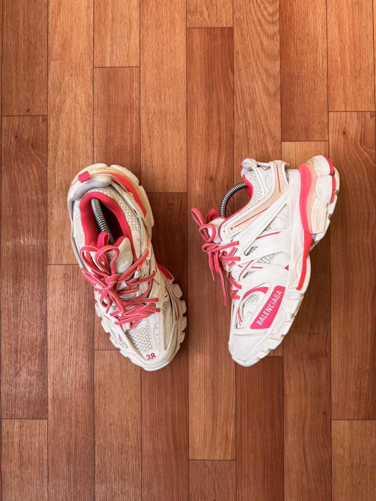 Balenciaga 💕🔥BALENCIAGA PINK / WHITE TRACK SNEAKERS Size US 8 / IT 38 - 11 Thumbnail