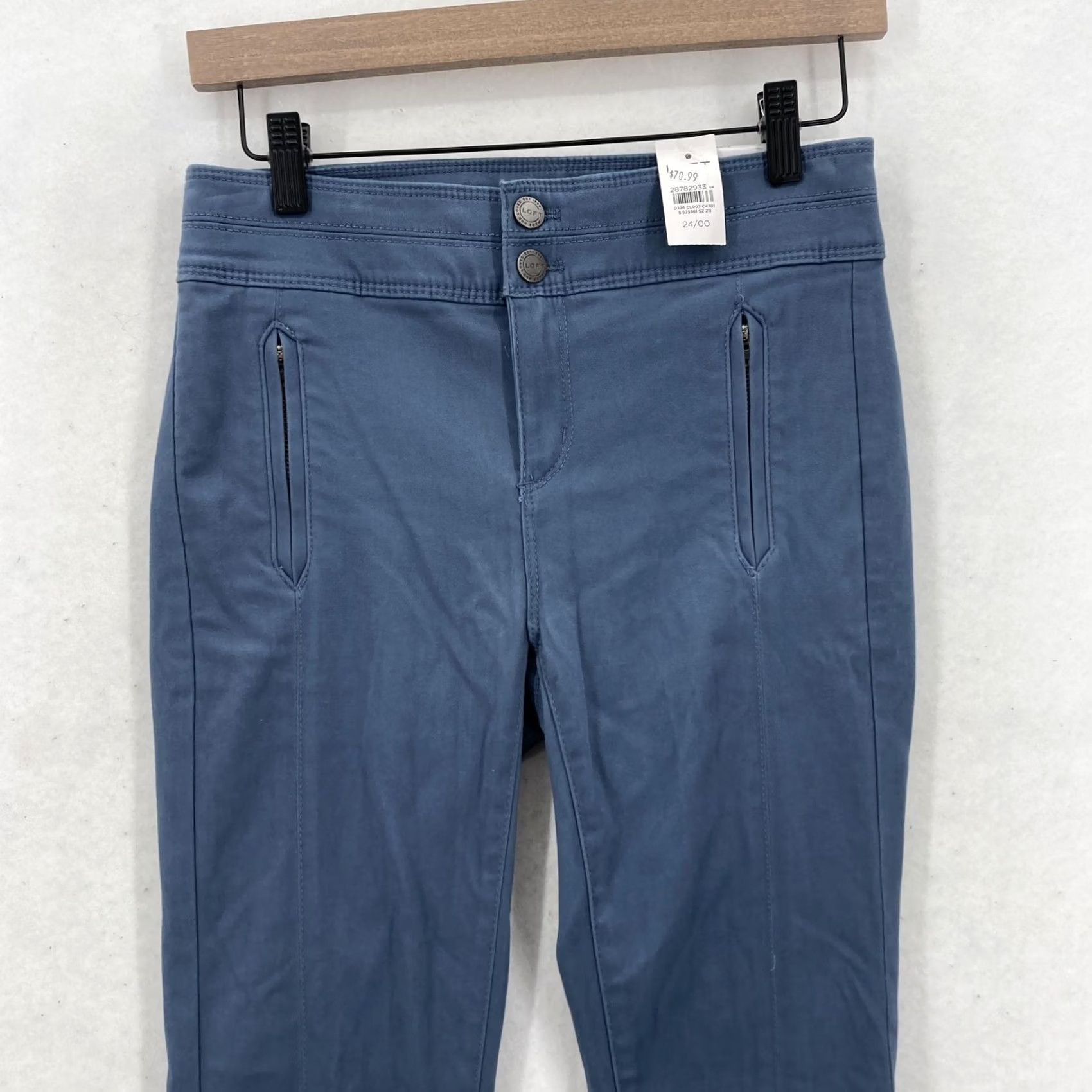 Loft VINTAGE LOFT Pants Womens 24/00 Blue High Waist Skinny Stretch Zip Pockets Slim Size 24" / US 00 / IT 34 - 2 Thumbnail