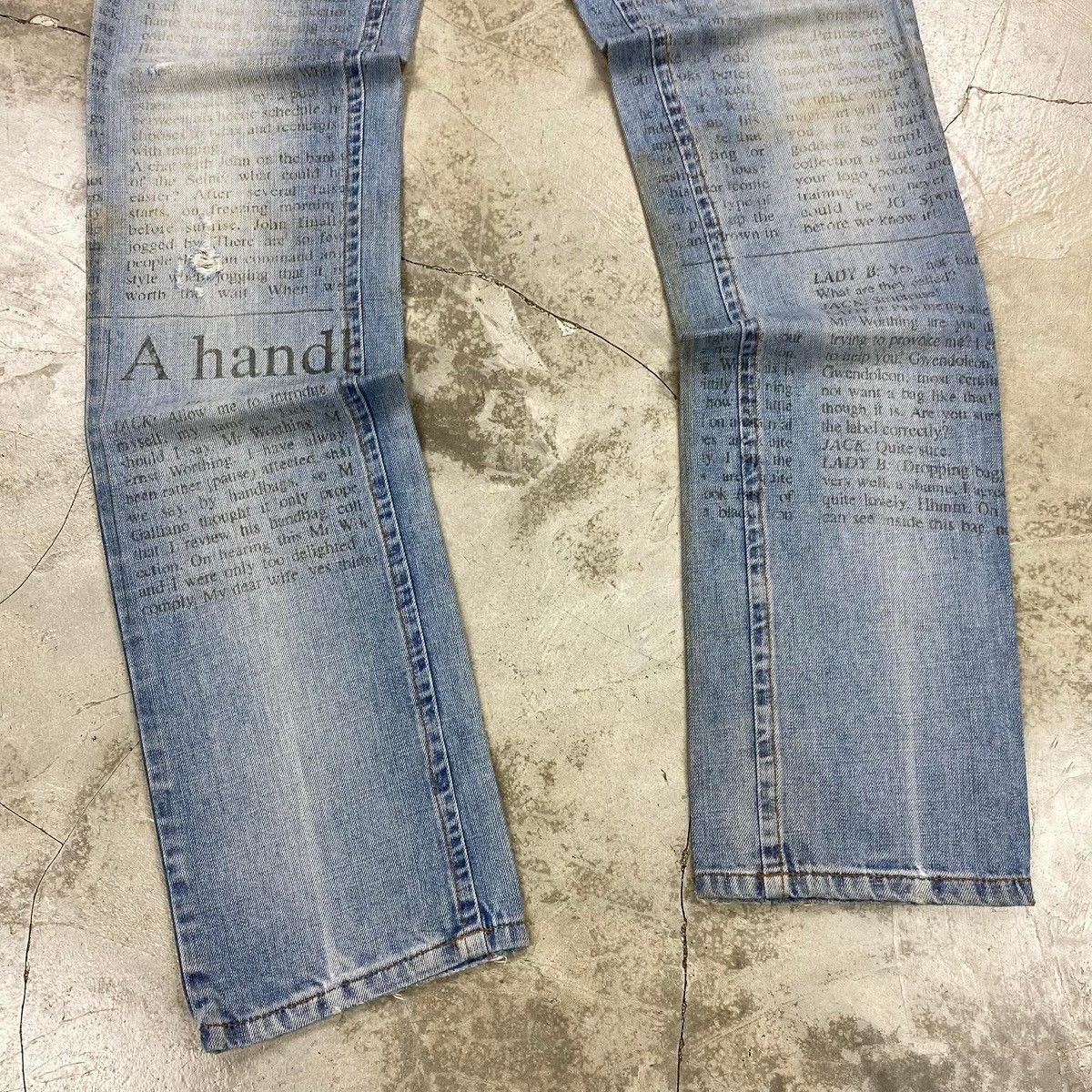 John Galliano News Paper Print Distressed Jeans Size US 32 / EU 48 - 3 Thumbnail