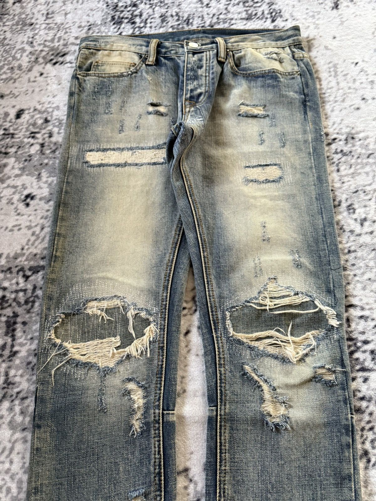 Japanese Brand Mnml Boro Distressed Repaired Skinny Jeans Size US 30 / EU 46 - 3 Thumbnail