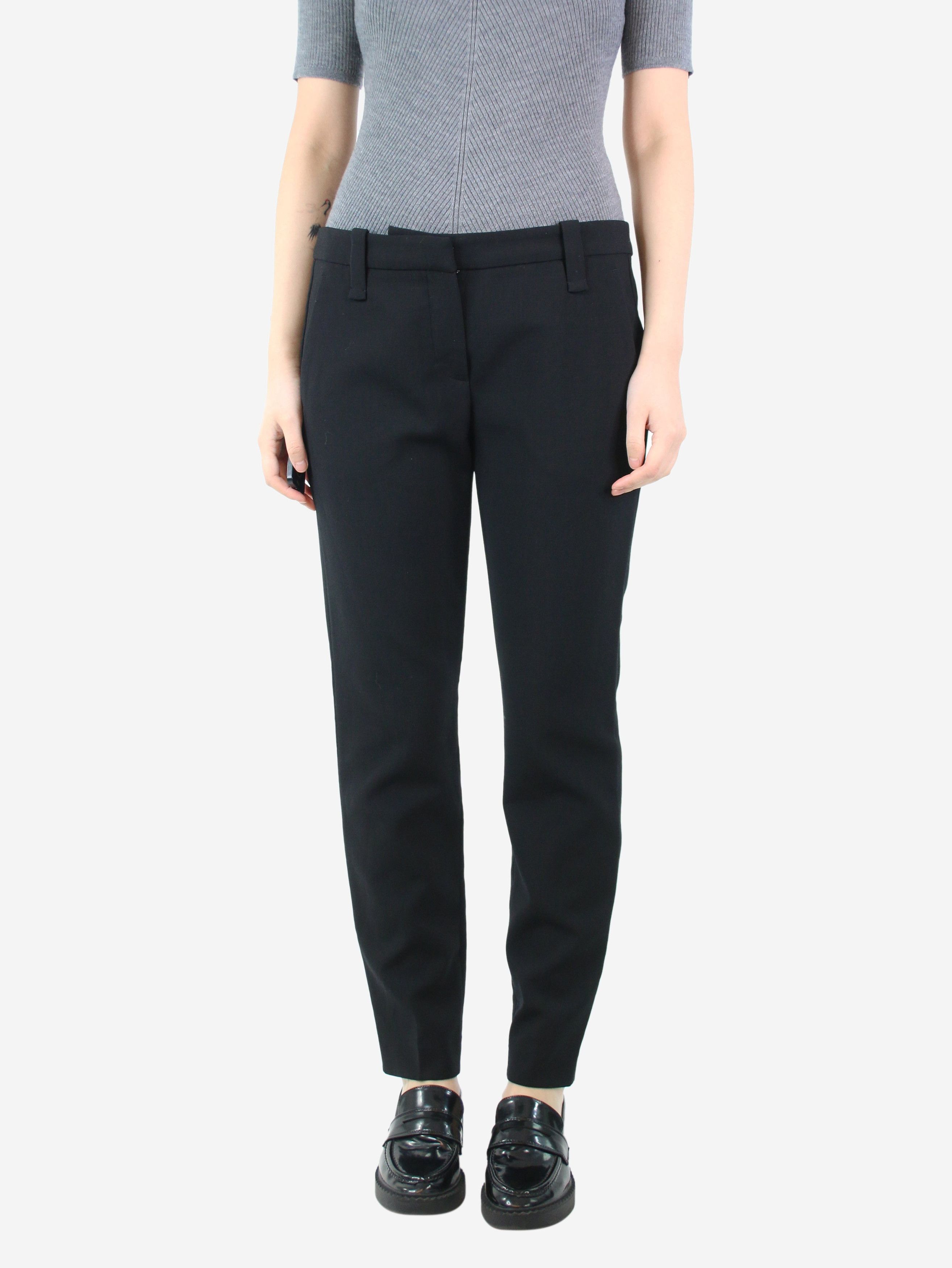 Image of Brunello Cucinelli Black Wool Pocket Trousers - Size Uk 12, Women's