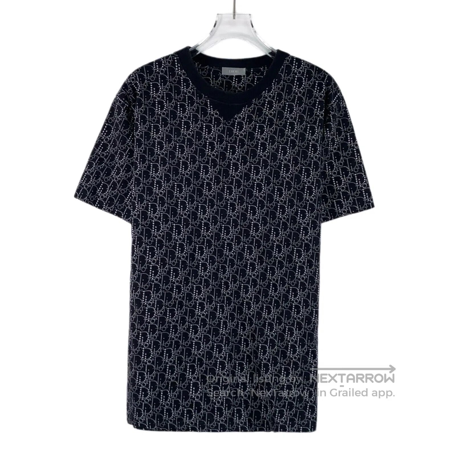 Dior Dior Black Logo Monogram Printed Cotton Crew Neck Short Sl Size US M / EU 48-50 / 2 - 1 Thumbnail