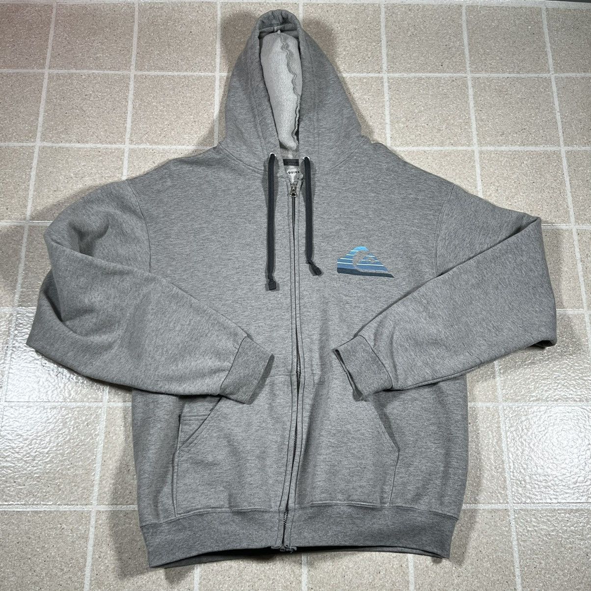 Quiksilver × Vintage Y2K 2000s Surf Quicksilver Logo Grey Zip Up Hoodie Skater Size US L / EU 52-54 / 3 - 1 Thumbnail