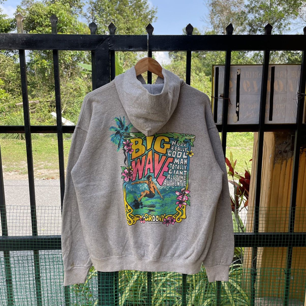 Vintage 🔥Vintage 1994 Surf And Sweat Big Wave Groovy Pullover Hoodie Size US M / EU 48-50 / 2 - 1 Thumbnail