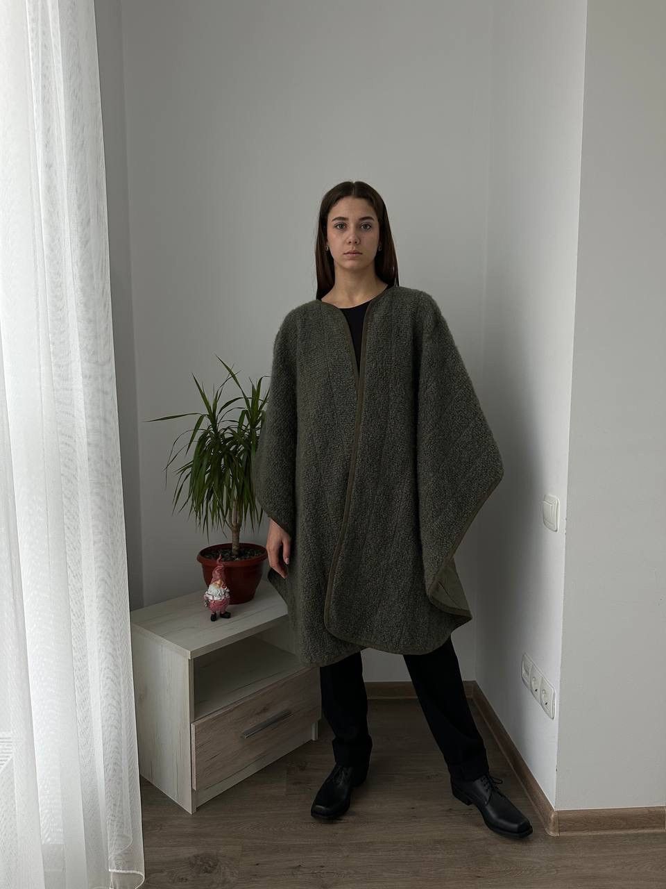Escada × Vintage Vintage Escada Poncho Green Wool Mohair Big Logo Cardigan Size L / US 10 / IT 46 - 8 Thumbnail