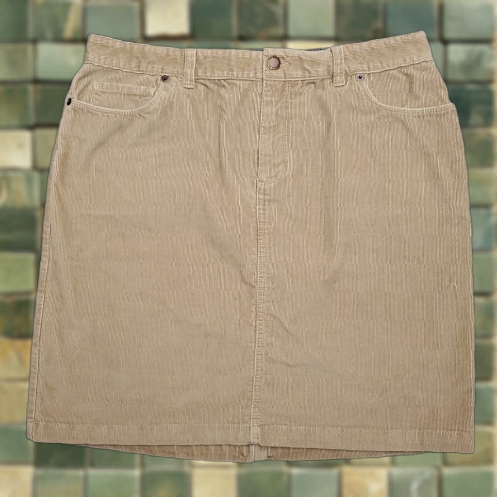 Vintage LL Bean Skirt Womens 12 Light Brown Corduroy Retro Classic Y2K 90s Casual Size 34" / US 12 / IT 48 - 1 Thumbnail
