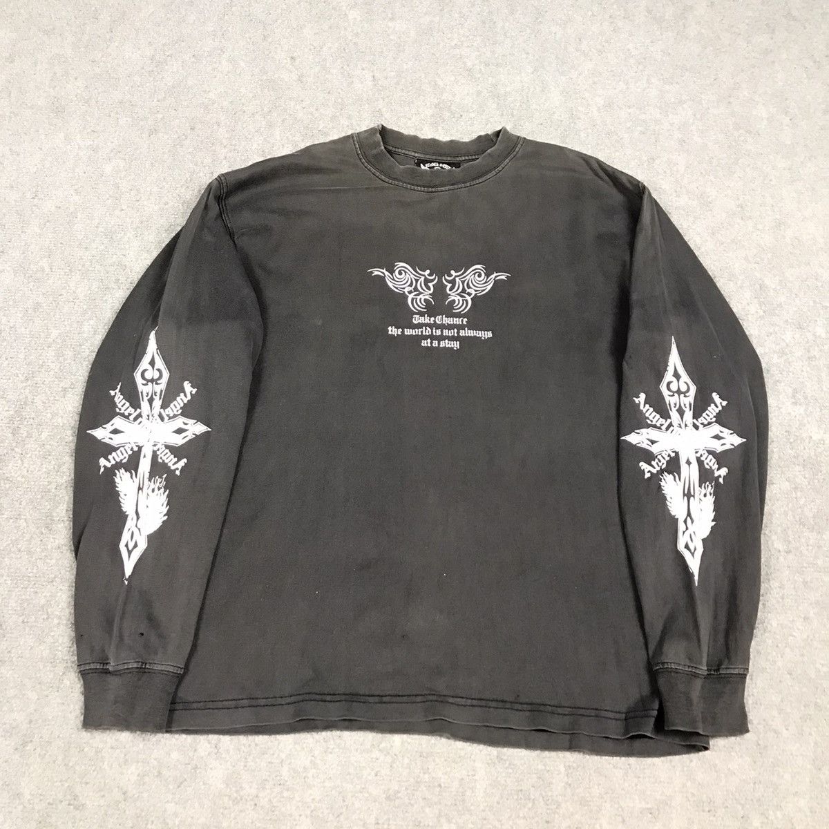 14th Addiction × Japanese Brand × KMRii Angel Devil Black Sun faded Distress Punk long Tshirt Size US S / EU 44-46 / 1 - 2 Thumbnail
