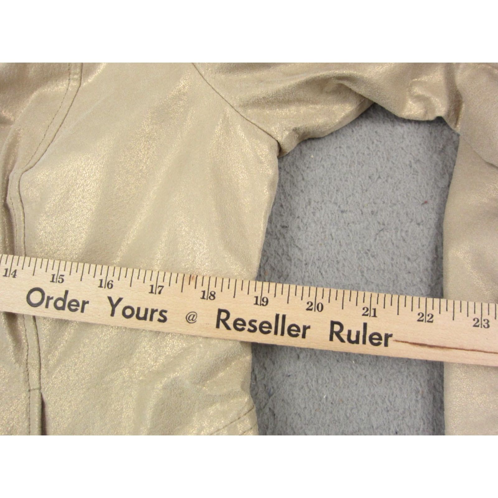 Preston & York VINTAGE Preston & York Leather Jacket Womens M Gold Metallic Shiny 90s Full Zip Classic 80s 90s Mens Womens Girls Boys Size M / US 6-8 / IT 42-44 - 5 Thumbnail