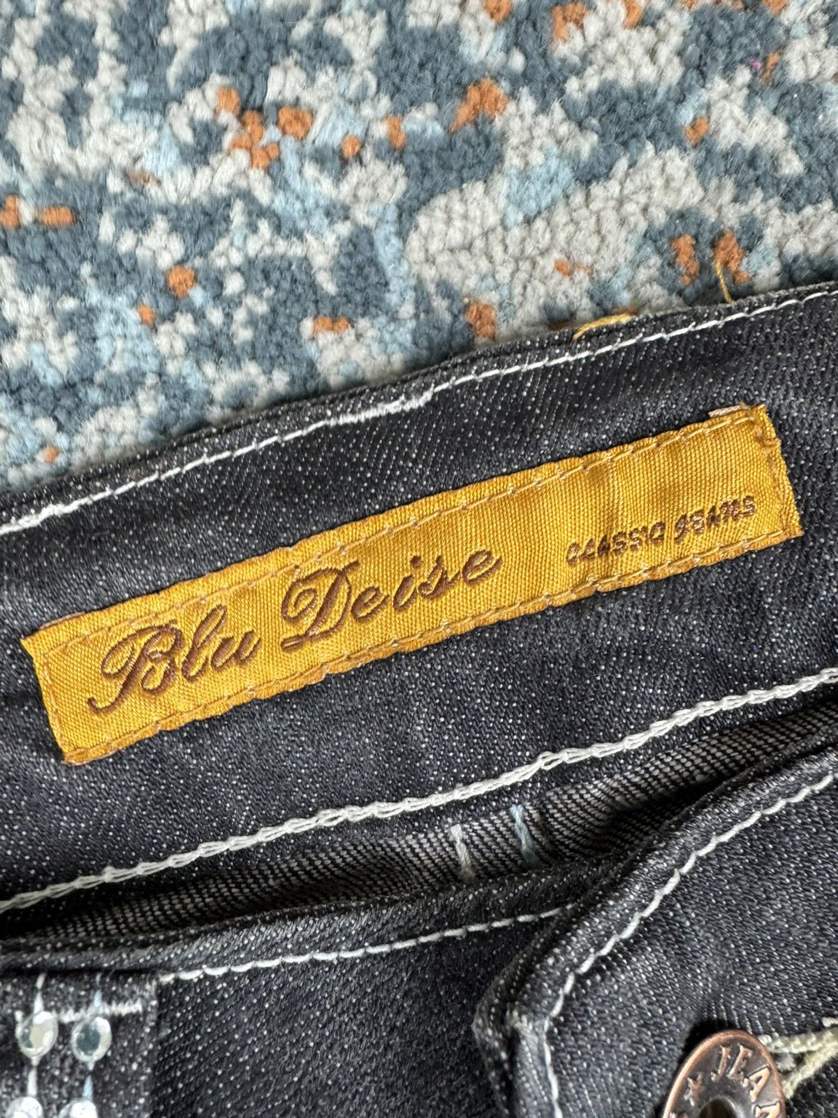 Japanese Brand × Vintage Vintage Y2K Crazy open leg side flared crystal studded denim Size 33" - 16 Thumbnail
