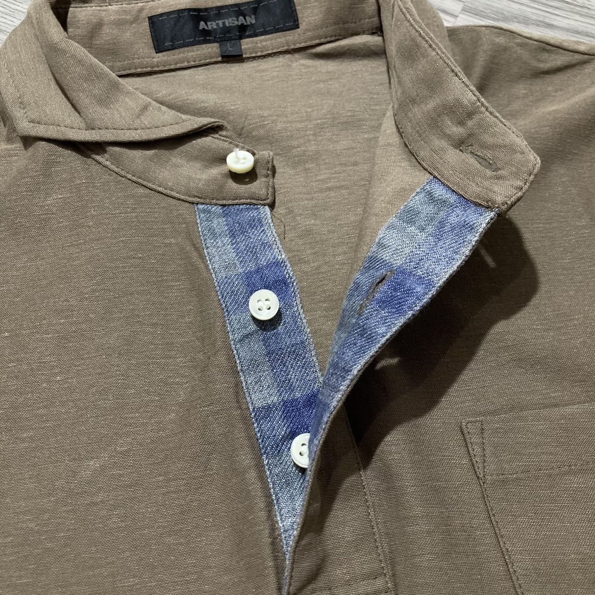Japanese Brand 2000s Artisan Pocket Polo Tshirt Brown Designer Size US L / EU 52-54 / 3 - 9 Thumbnail