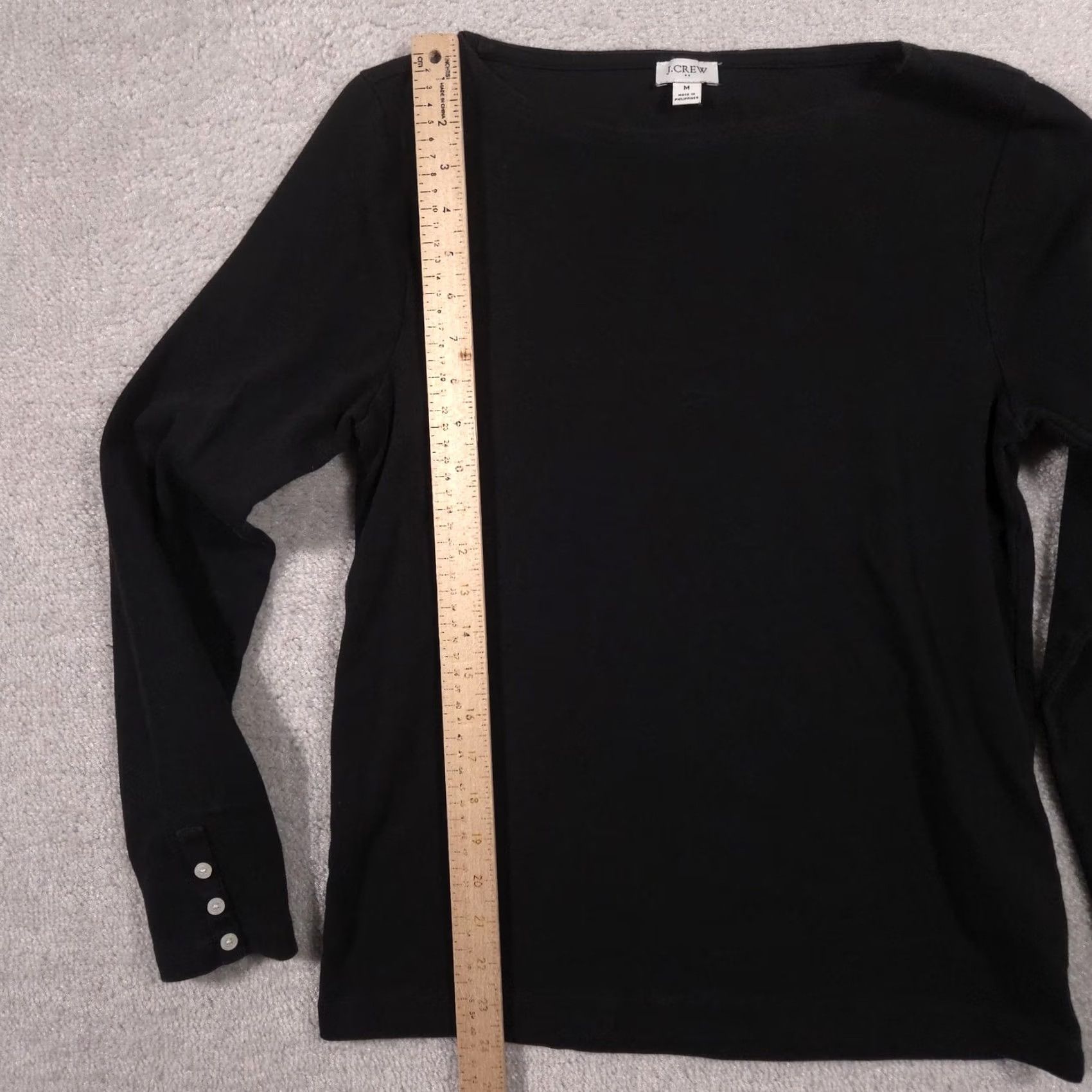 J.Crew J.Crew Shirt Womens M Black Boat Neck Long Sleeve Button Cuff Stretch Top Size M / US 6-8 / IT 42-44 - 7 Thumbnail