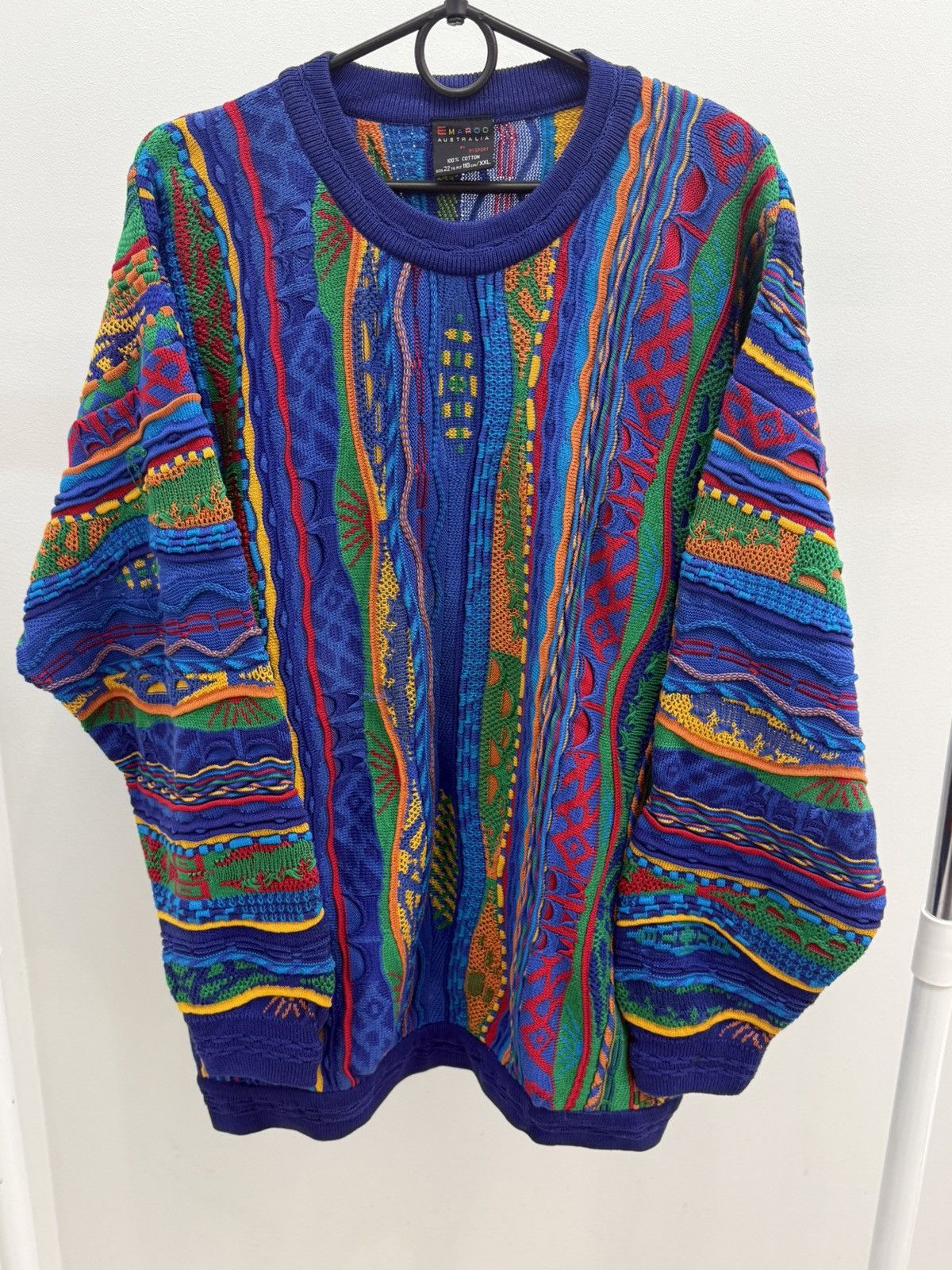 Vintage Emaroo Coogi Style Australia 3D Knit Sweater Size US XXL / EU 58 / 5 - 1 Thumbnail