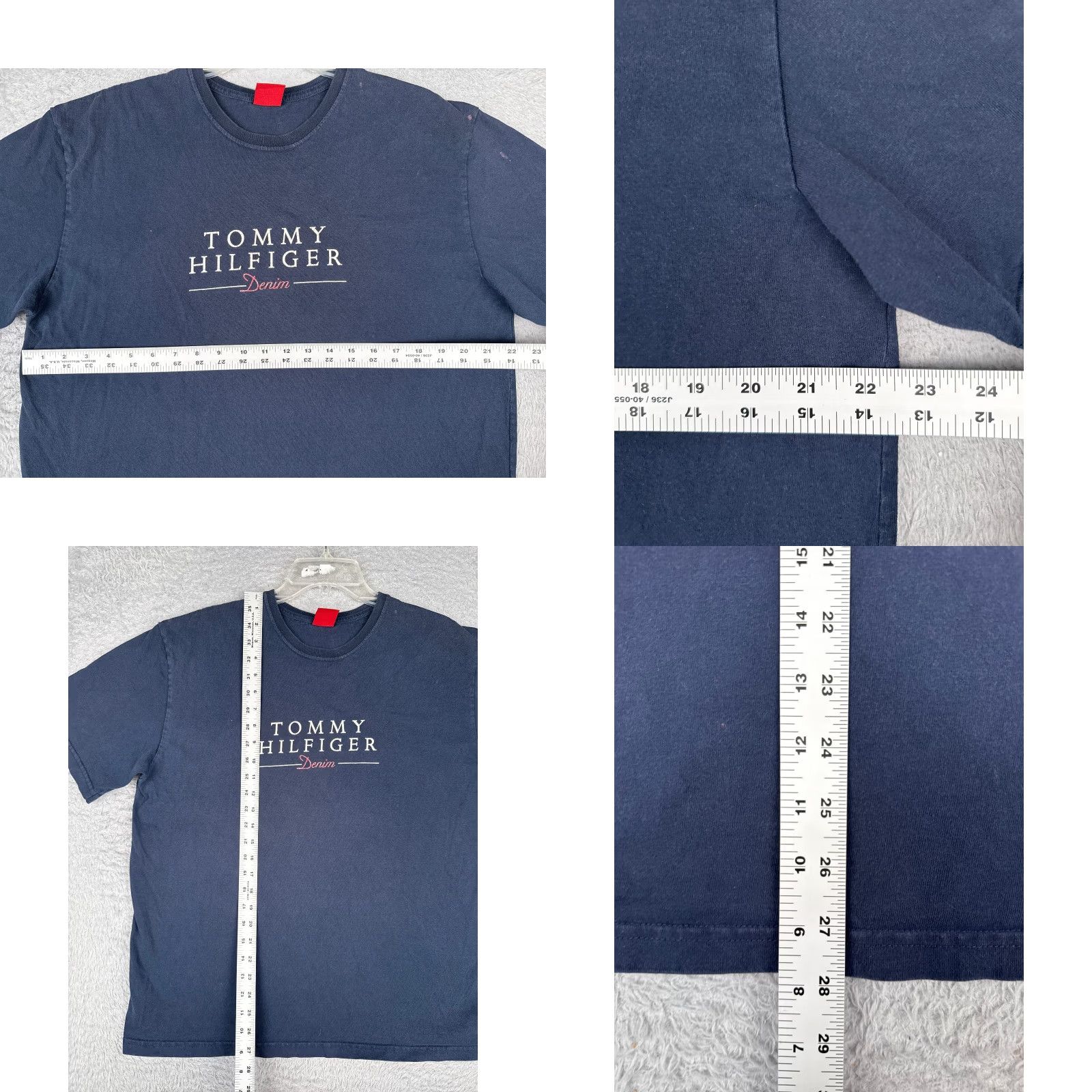 Tommy Hilfiger Tommy Hilfiger Denim Shirt Adult Large Blue Crew 100% Cotton Short Sleeve READ Size US L / EU 52-54 / 3 - 8 Thumbnail